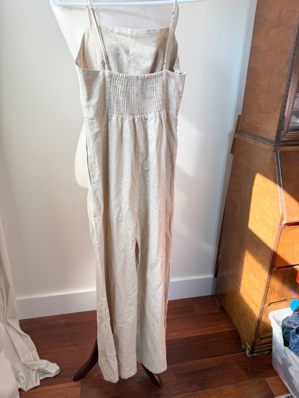 Petal & Pup Linen Cotton Wide Leg Jumpsuit XS Beige Neutral - Picture 4 of 11